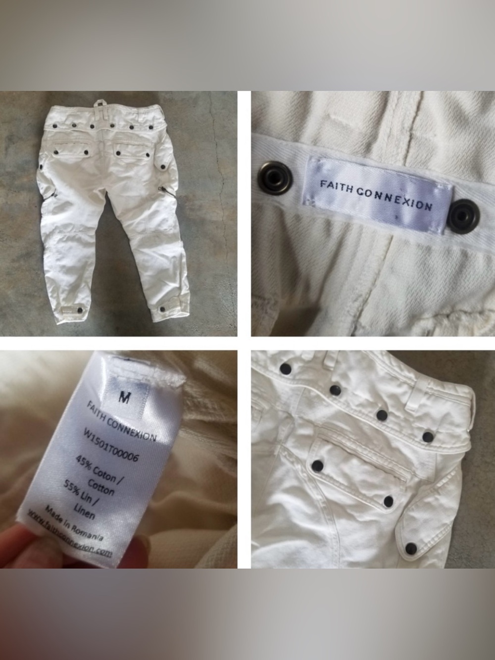 🔥 RARE AVANT-GARDE PIECE! Faith Connexion White Utility Cargo Pants 🔥 - Picture 2 of 3